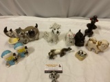 Lot of vintage ceramic animal figures; Scottie dog shakers, rhinoceros planter, Tweety Bird shakers