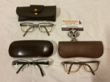 3 pc. lot of stylish eyeglasses w/ cases; Versace - Italy, Guess by Marciano, and more.