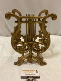 Antique metal sheet music / magazine holder / media rack, approx 8 x 6 x 11 in.