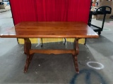 Solid wood vintage Amish style pine farm trestle table/ see pics