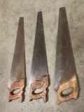 3 pc. lot of vintage wood handle saws, approx 29 x 7 in.