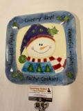 2001 Handpainted snowman Christmas plate, celebrate the season by Marianne Richmond, approx 11 x 11