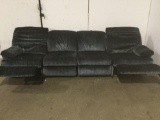 Dual blue recliner sectional couch , Shows minimal wear in good condition