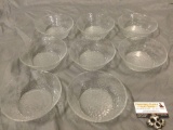 8 pc. Lot of vintage textured glass bowls, approx 7 x 2 in.