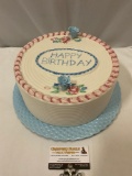 Happy Birthday cake design covers plate, made in Portugal, approx 12 x 5 in.