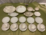 26 pc. mixed lot of tableware; English fine bone China cup / saucers, 1919 J&C Bavaria bowl, glass