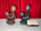 Pair of Hand Carved African brown and black Stone / Mother and child sculptures , signed see pics