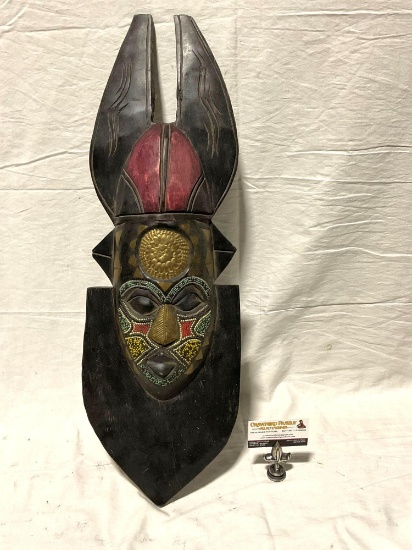 Hand Carved Wood Tribal Mask from Ghana Exquisitely detailed see pics