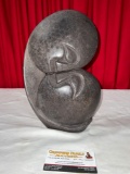 Large Hand Carved African Stone Sculpture of lovers signed by artist see pics