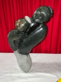 Large and spectacular Hand carved multi stone textured African Sculpture , signed see pics