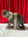 Hand Carved African Brown Stone Sculpture Elephant bookend sculptures , Zimbabwe Shona tribal art