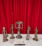 Set a five brass/copper? Figurines handcrafted from Ghana