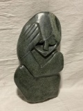 Hand Carved African Stone Sculpture , art figure featuring nicely multi colored stone see pics