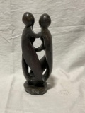 Hand Carved African Stone Sculpture of family , Man, woman, child embracing Signed by Artist