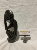 Hand Carved African Stone Sculpture of Thinking man/ woman, not as large as the others signed .