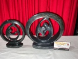 Pair of hand carved African stone sculptures Two lovers dancing? Signed by different artist see pics