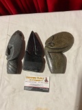 Set of three hand Carved African Stone smaller Sculptures one signed see pics