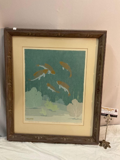 Vintage hand signed / numbered fish art print lithograph White Sands by M.B. Woods, edition 9