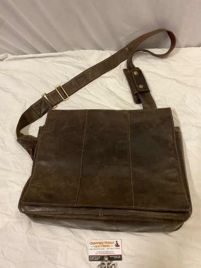 Leather VISCONTI - London shoulder bag, messenger bag see pics.