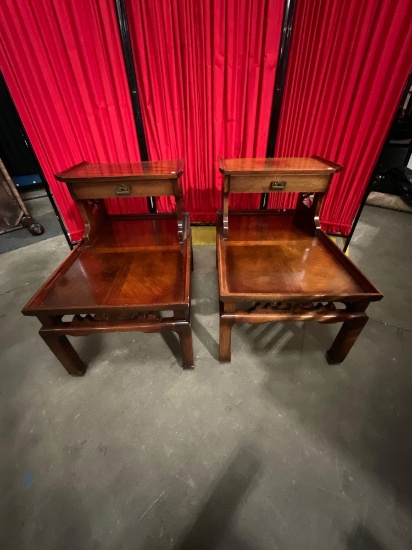 Pair of Vintage Asian Inspired Lane End Tables