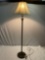 Modern standing lamp w/ shade, tested/working, approx 18 x 59 in.