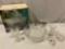 8 pc. lot of vintage crystal tableware, Bohemia floral bowl