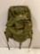 Vintage green canvas US army back pack w/ metal frame, approx 15 x 20 in.