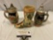 3 pc. Lot of vintage ceramic boot, German beer steins approx 6 x 6 x 2 in.