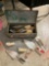 Vintage SEARS craftsman steel toolbox full of wall finishing tools, brushes, and more.