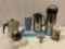 Lot of coffee service pots, cold plate, cookie jar, vintage coffee percolator & more.