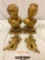 4 pc. lot of vintage decor; Marwal bust bookends, boy us damaged (see pics), cherubs