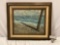 Vintage framed original coastal beach painting on board by D. Casey, 1975, approx 25 x 22 in.