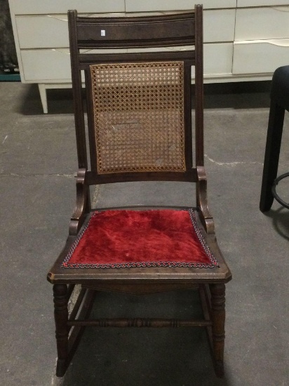 Antique cane back small rocking chair 36 inches tall