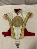 Vintage marching band uniform top vest w/ shoulder fringe, approx 21 x 24 in.