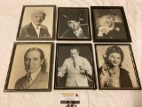 6 pc. Lot of antique framed B&W photos of magicians/ entertainers, approx 9 x 10 in.