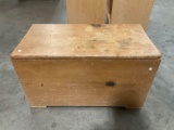 Vintage wood storage trunk w/ lid, approx 32 x 17 x 15 in.