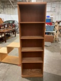 Vintage wood bookshelf w/ 5 shelves, approx 23 x 10 x 72 in.