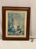 Framed vintage art print by Korber, approx 19 x 23 in.