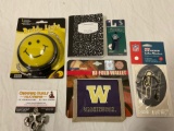 5 pc. Mixed lot: Buddy Light, Washington wallet, Seahawks air freshener, Mariners key & more.