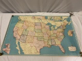 Vintage Hammond?s Continental map of the United States, approx 33 x 50 in. Corners show wear.