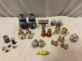 Lot of vintage/ antique ceramic pot salt & pepper shakers, many styles, see pics.