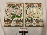 2 pc. lot of Garden Seeds packages wall art pieces, approx 8 x 11 in.