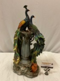 Design Toscana PEACOCKS IN PARADISE sculpture art piece, chip on 1 bird head, sold as is