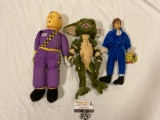 3 pc. lot of plush stuffed toys; Gremlins - Stripe, Austin Powers, Crash Test Dummy, approx 16 x 7