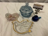 4 pc. lot of glass decor in bird / butterfly shaped, approx 5 x 5 in.