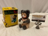 Vintage MODERN TOYS My Little Bear wind up toy w/ box, approx 4 x 5 x 3 in.