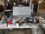 Huge lot of assorted good tools, with large rolling wooden Toolchest see pictures for details