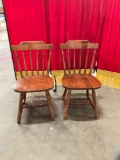 Pair Of antique pine country style dining chairs