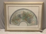 Large framed mixed media art print - Garden Fan signed by artist, approx 47 x 36 in.