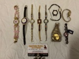 9 pc. lot of vintage / modern ladies wrist watches, sold as is, see pics.